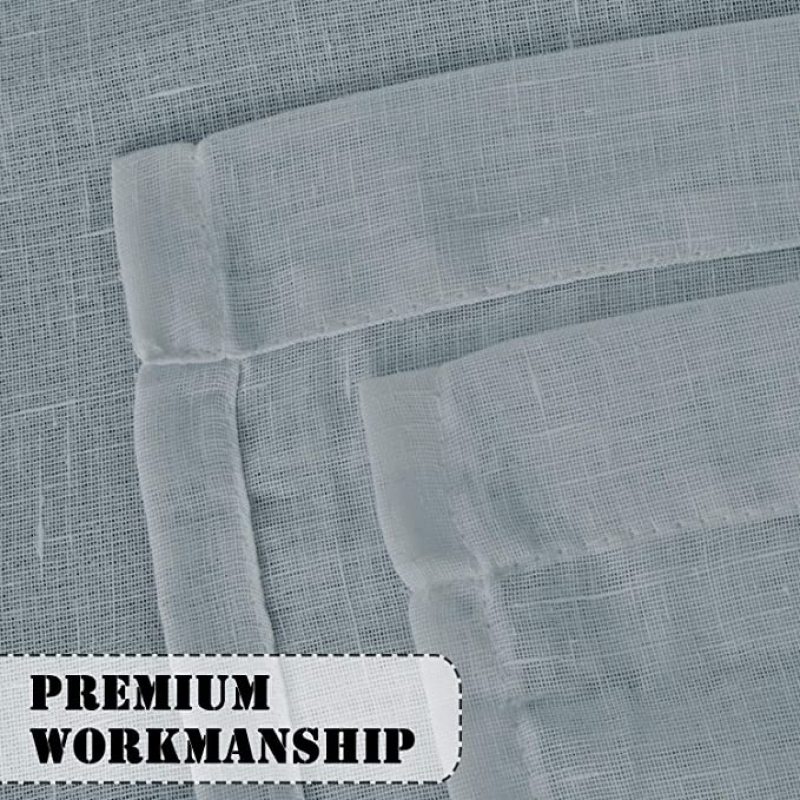 New Design Natural Linen Sheer Window Rod Pocket Kitchen Curtain, Treatment Light Reducing Textured Tiers Living Room Curtain/