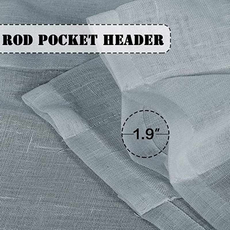 New Design Natural Linen Sheer Window Rod Pocket Kitchen Curtain, Treatment Light Reducing Textured Tiers Living Room Curtain/