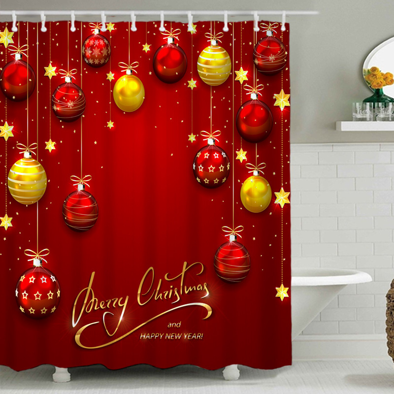 Christmas Shower Curtains For Bathroom, Custom Printed Dog Shower Curtain Set#