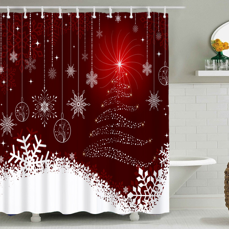 Christmas Shower Curtains For Bathroom, Custom Printed Dog Shower Curtain Set#