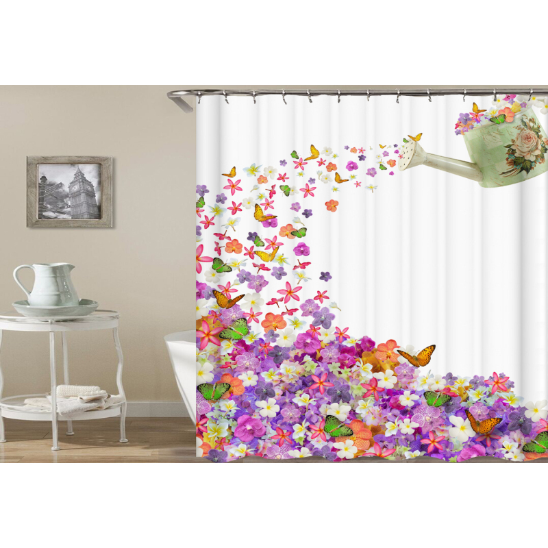 Custom Design Shower Curtain Waterproof 3D PrintCustom Printing Waterproof Anime Shower Curtain With Bathroom Mat Set/