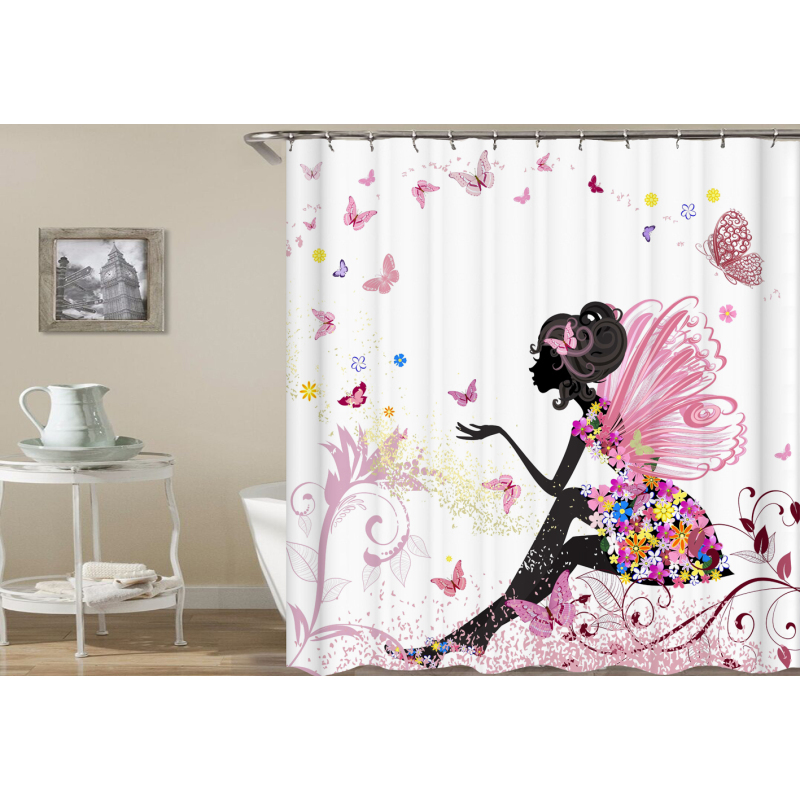 Custom Design Shower Curtain Waterproof 3D PrintCustom Printing Waterproof Anime Shower Curtain With Bathroom Mat Set/