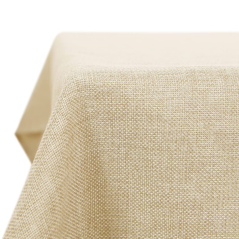High Quality Decorative Square Faux Beige Linen Water Resistant Tablecloth for Kitchen Wedding Living Room