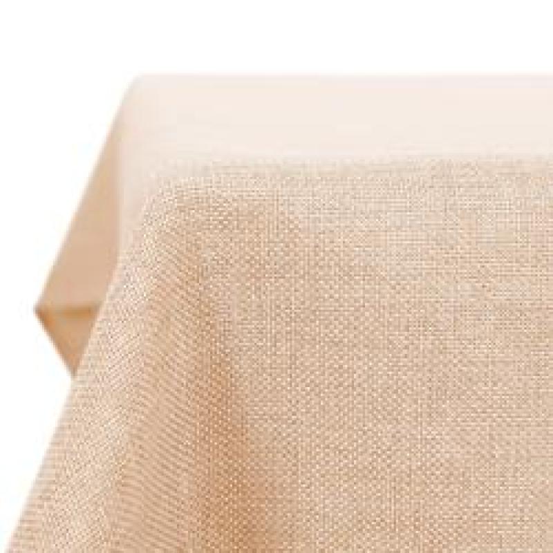 High Quality Decorative Square Faux Beige Linen Water Resistant Tablecloth for Kitchen Wedding Living Room