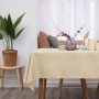 High Quality Decorative Square Faux Beige Linen Water Resistant Tablecloth for Kitchen Wedding Living Room