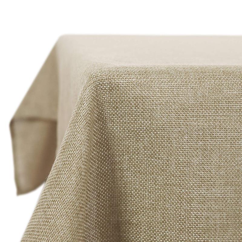High Quality Decorative Square Faux Beige Linen Water Resistant Tablecloth for Kitchen Wedding Living Room