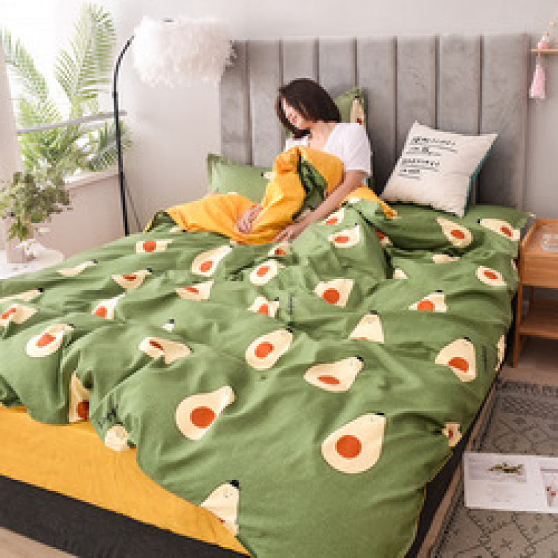 Fitted Bed Sheet Comforter, King Queen Set Yellow Lovely Radish Quilt Cover For Kids Bed Set#