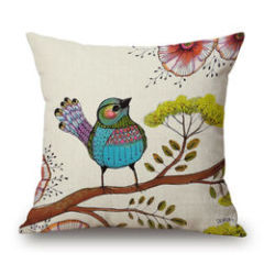 New Paintings Birds Cushion Cover Pillow Case Cotton Linen Sofa Car Home Decor,Latest Design Jacquard Cushion Cover/