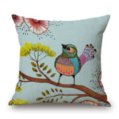 New Paintings Birds Cushion Cover Pillow Case Cotton Linen Sofa Car Home Decor,Latest Design Jacquard Cushion Cover/