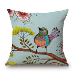 New Paintings Birds Cushion Cover Pillow Case Cotton Linen Sofa Car Home Decor,Latest Design Jacquard Cushion Cover/