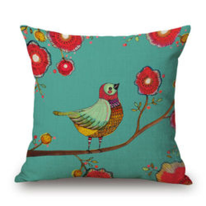 New Paintings Birds Cushion Cover Pillow Case Cotton Linen Sofa Car Home Decor,Latest Design Jacquard Cushion Cover/