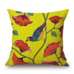 New Paintings Birds Cushion Cover Pillow Case Cotton Linen Sofa Car Home Decor,Latest Design Jacquard Cushion Cover/