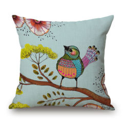 New Paintings Birds Cushion Cover Pillow Case Cotton Linen Sofa Car Home Decor,Latest Design Jacquard Cushion Cover/