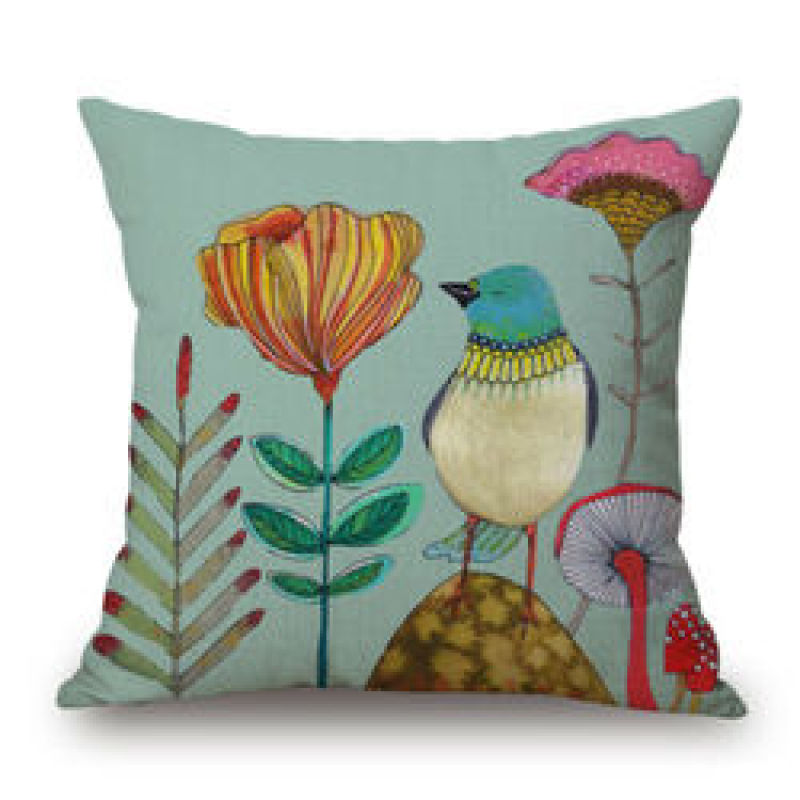 New Paintings Birds Cushion Cover Pillow Case Cotton Linen Sofa Car Home Decor,Latest Design Jacquard Cushion Cover/