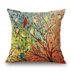 New Paintings Birds Cushion Cover Pillow Case Cotton Linen Sofa Car Home Decor,Latest Design Jacquard Cushion Cover/