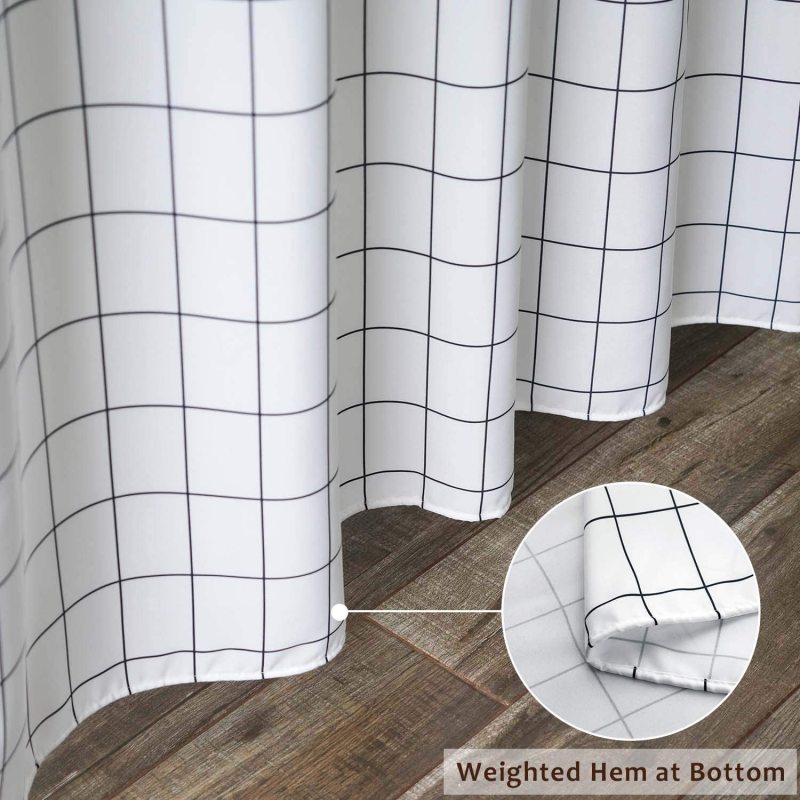 샤워 커튼 화이트 체크 스트라이프 모던 욕실 욕조 방수 샤워 커튼 대형 와이드 샤워 커튼