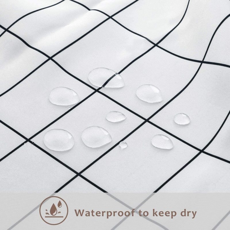 샤워 커튼 화이트 체크 스트라이프 모던 욕실 욕조 방수 샤워 커튼 대형 와이드 샤워 커튼