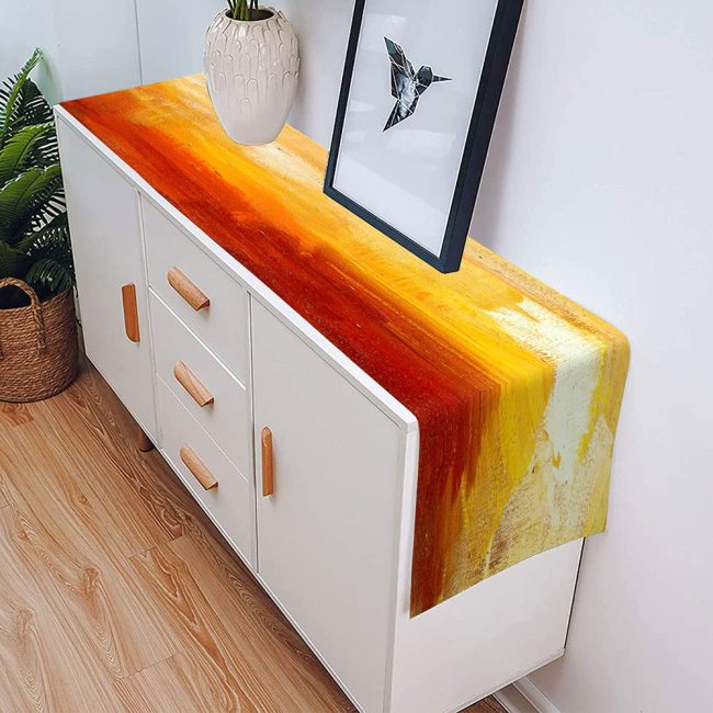 Wholesale Jacrane Orange Fall Abstract Design Colorful Polyester table runner custom For Kitchen Table Cover