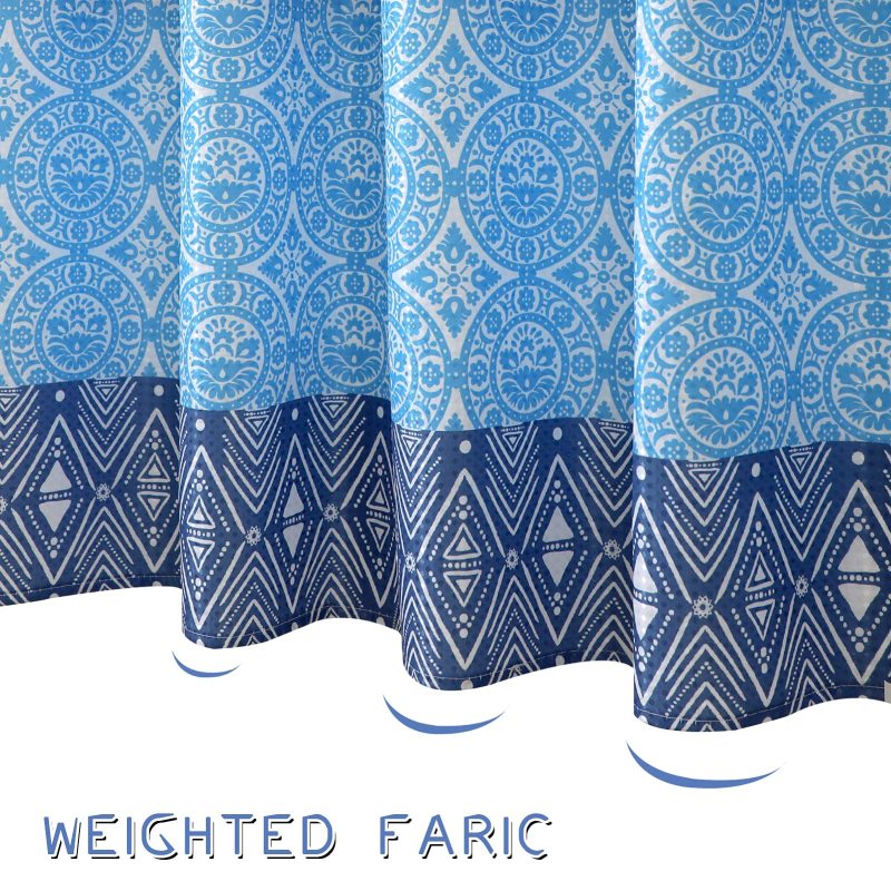 OEM Printing Waffle Weave Shower Curtains,  OEM Factory Wholesale Shower Curtains with Tassel$