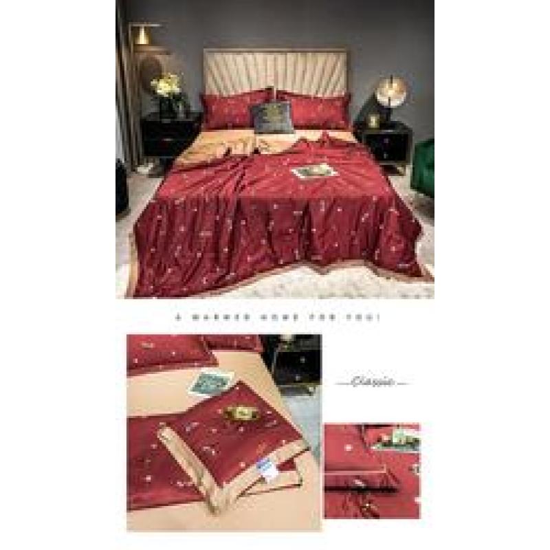 도매 럭셔리 실크 침구 이불 세트, 4 pcs 시원한 느낌 여름 사용 얇은 이불 침대 시트 침구 세트/