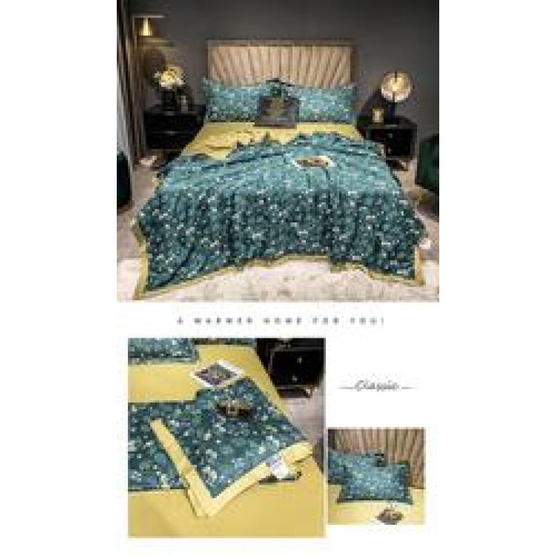 도매 럭셔리 실크 침구 이불 세트, 4 pcs 시원한 느낌 여름 사용 얇은 이불 침대 시트 침구 세트/