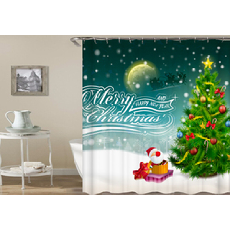 drop shipping High Quality Waterproof Bathroom Curtains Christmas Santa Claus Shower Curtain #