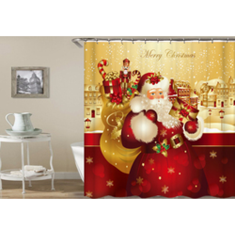 drop shipping High Quality Waterproof Bathroom Curtains Christmas Santa Claus Shower Curtain #