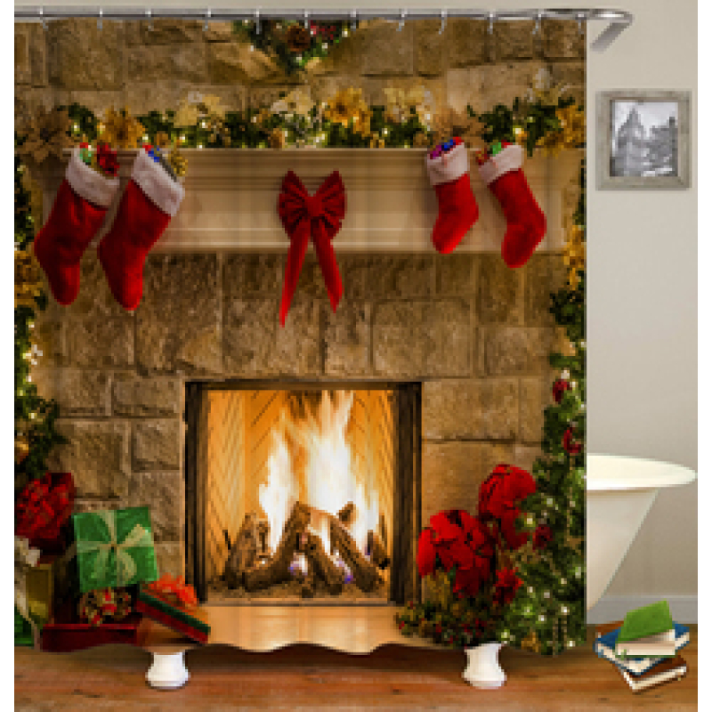 drop shipping High Quality Waterproof Bathroom Curtains Christmas Santa Claus Shower Curtain #