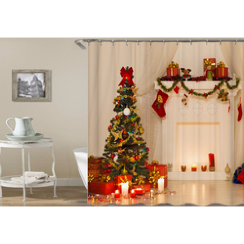drop shipping High Quality Waterproof Bathroom Curtains Christmas Santa Claus Shower Curtain #