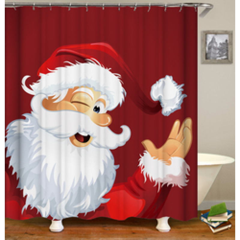 drop shipping High Quality Waterproof Bathroom Curtains Christmas Santa Claus Shower Curtain #