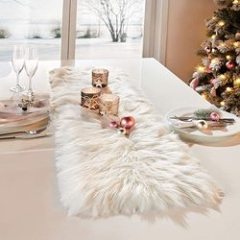 High Quality Modern Small Fur White Thanksgiving Table Runners for Christmas Wedding Party Holiday Birthday Home Farmhouse