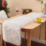 High Quality Modern Small Fur White Thanksgiving Table Runners for Christmas Wedding Party Holiday Birthday Home Farmhouse