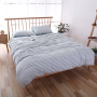 4 Piece Suit Bedding Set 100% Cotton, Japanese Knit Striped Bedsheets Bedding Sets/