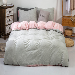 4 Piece Suit Bedding Set 100% Cotton, Japanese Knit Striped Bedsheets Bedding Sets/