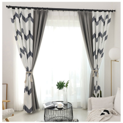 2019 Top Quality 100% Polyester Online Store Black White Striped Curtains Printed