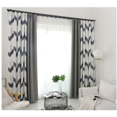 2019 Top Quality 100% Polyester Online Store Black White Striped Curtains Printed
