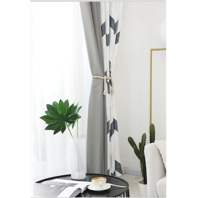2019 Top Quality 100% Polyester Online Store Black White Striped Curtains Printed
