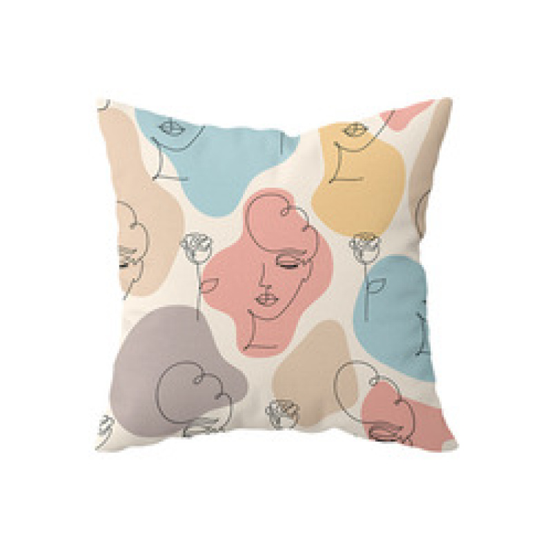 Hot Selling Abstract Human Face Line Girl Home Decorative Cushion Cover, Modern Design Square Cafe Pillow Cushion Cover/