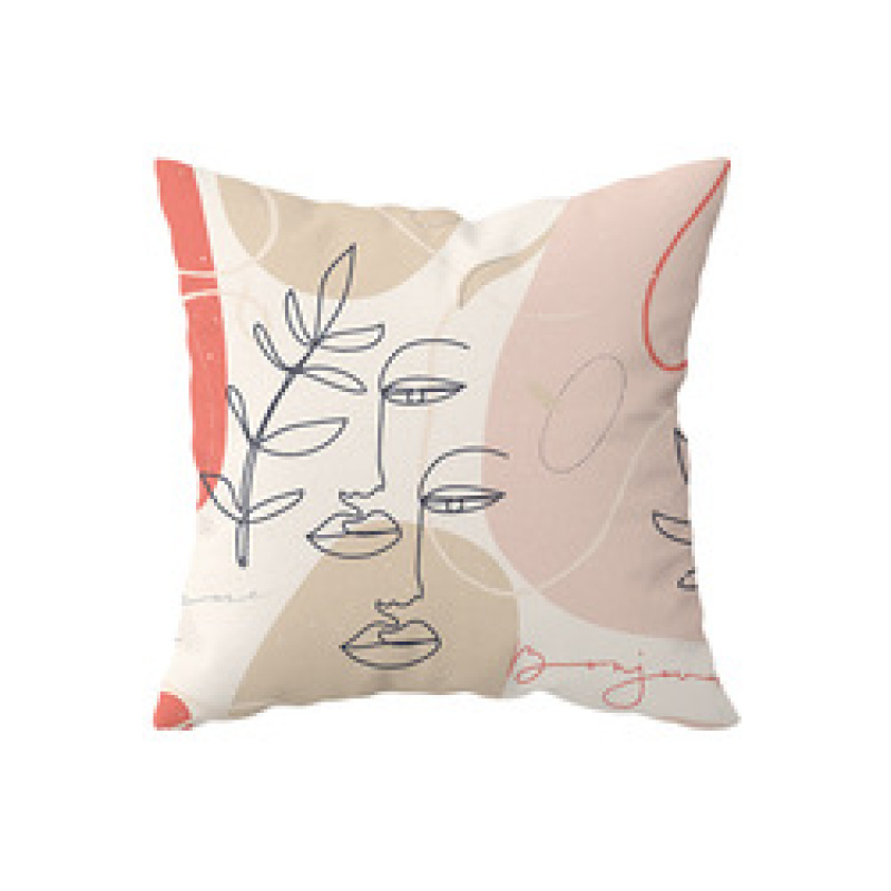 Hot Selling Abstract Human Face Line Girl Home Decorative Cushion Cover, Modern Design Square Cafe Pillow Cushion Cover/