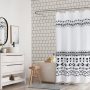 Printed Waffle Weave Shower Curtains,  OEM Factory Wholesale Shower Curtains with Tassel$