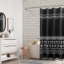 Printed Waffle Weave Shower Curtains,  OEM Factory Wholesale Shower Curtains with Tassel$
