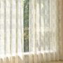 beige window curtains