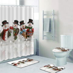 Wholesale Peva 3D Shower Curtain Set, Hot White Christmas Shower Curtain Set#