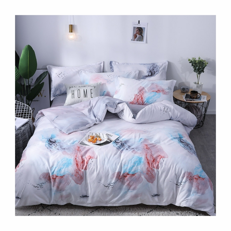 Wholesale Bedsheets Bedding Set, Stock Quilt Cover Bedding Sheet Set/ Cotton Custom Package Adult Customized Logo 100% Polyester