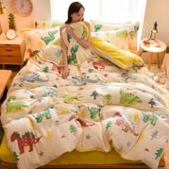 Winter Bed Sheet Sets Bedding/ Custom Velvet Comforter Set Bedding, 4 Pcs Cotton Custom Package Adult Customized Logo Cartoon 40
