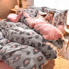 Winter Bed Sheet Sets Bedding/ Custom Velvet Comforter Set Bedding, 4 Pcs Cotton Custom Package Adult Customized Logo Cartoon 40
