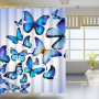 Customized Polyester Butterfly Bathroom Shower Curtain Waterproof