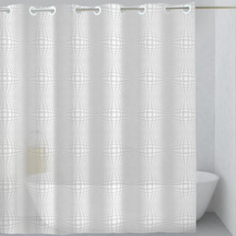 Hookless Shower Curtain With Snap In Liner, Black And White Square Hookless  Shower Curtain/