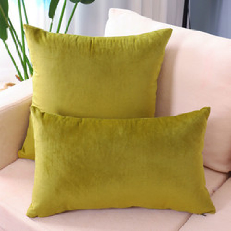 Zipper Cushion Cover, Green Soft Velvet Pillow 45x45 /