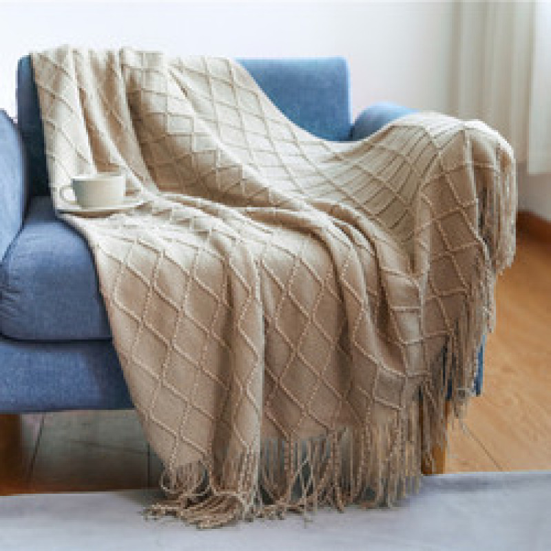 Nordic Knitted Blanket ,Throw Blanket With Tassels Travel TV Nap  Air Condition Blankets Bed Decorative/